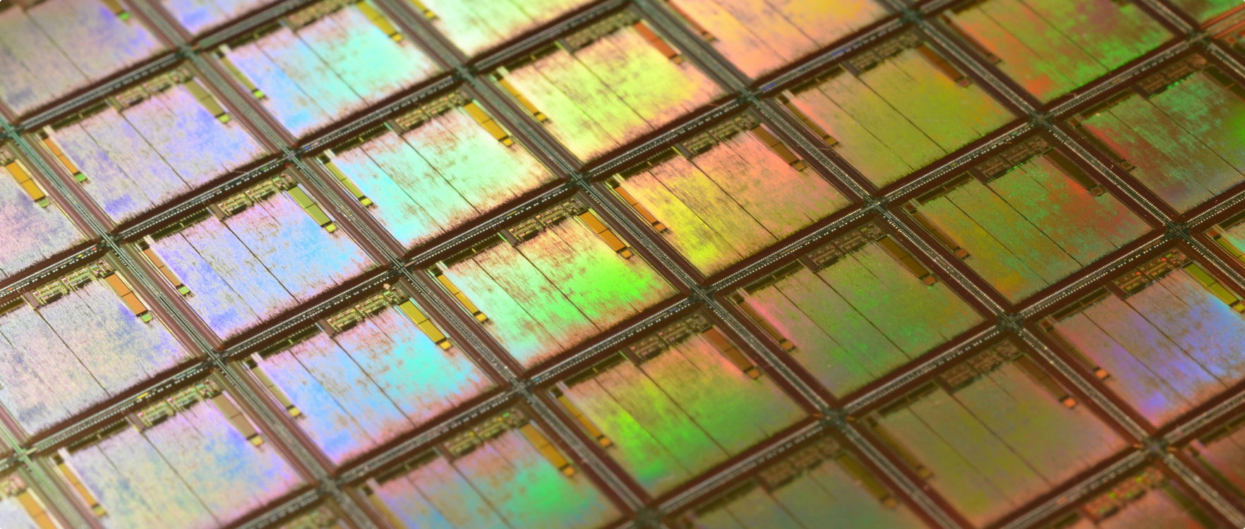 Silicon wafer surface — iridescent reflections